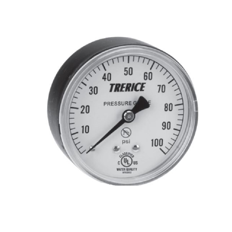 Pressure Gauge 0 to 100 PSI 2-1/2" Face Steel Case 1/4" Thread Back Connection 